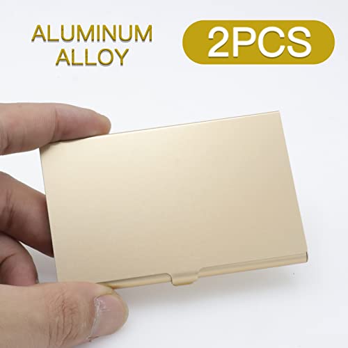 Joyangy Gold Aluminum Business Card Holder Slim Flip Pocket Case – 2 Pack