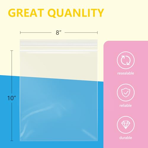 iMailer 8x10 Inch Reclosable Plastic Zip Poly Bags - 500 Pack, Durable & Waterproof
