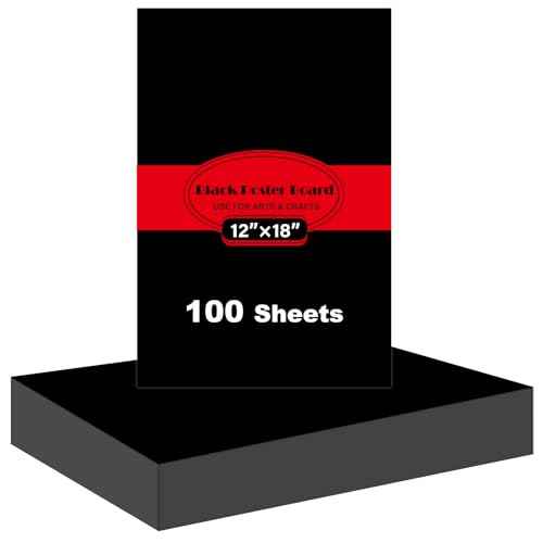 100 Pcs Black Poster Board Paper 12x18, ROOKEA Vision Boards Posterboard Bulk for School Projects Classroom Arts Craft Presentations Drawing Scrapbooking Blank Graphic Display