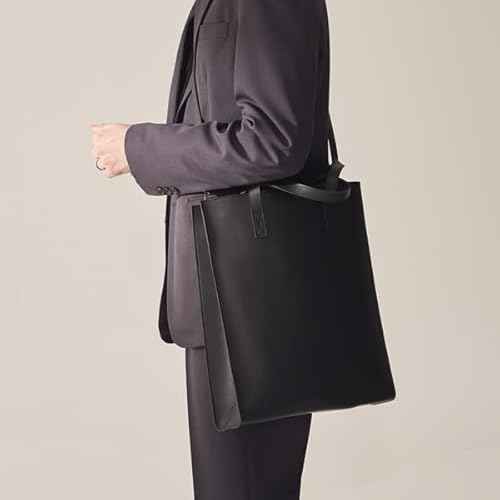 Messenger Bag for Men & Women - Vegan Leather Square Laptop Bag (Fits 16-Inch) - Crossbody/Shoulder Bag with Strap