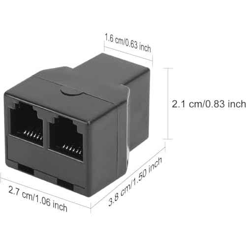 Uvital RJ12 6P6C 3 Female Telephone Line Splitters, Phone Jack Splitter, Telephone Landline Cable Connector and Separator(Black, 30 Pack)