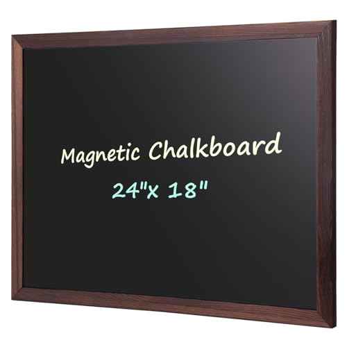 Comix Magnetic Chalkboard, 18 x 24 Inches Wooden-Framed Blackboard for Kids, Hanging Chalk Board for Home Kitchen Restaurant Menu
