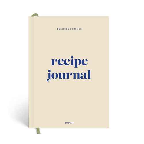 Papier Hardback Recipe Journal - Cream, 8.46" L x 6.02" W | Hardcover Food Recipe, Cooking & Dining Journal | Diary Preserves Family Traditions, Space for Meal Ratings, Cooking Hints & Tips