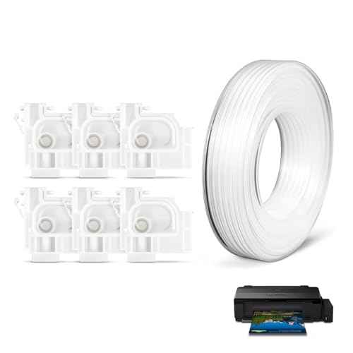 Upgraded 1 Set Printer 6pcs Ink Damper Replacement(with Ink Tube Hose Tubiing) Fits for E-pson L1800 L1300 L1455 L810 L801 L850 L800 L201 L101 Printer DTF