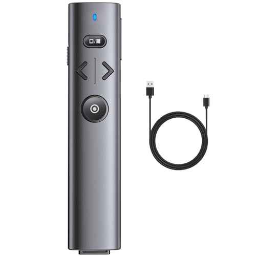 Presentation Clicker with Green Pointer, Rechargeable Wireless Presenter for PowerPoint Presentation Pointer PPT Clicker, 2.4GHz Presenter Remote Slide Advancer for Computer MacBook