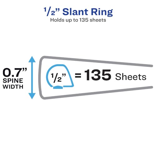 Avery Durable View 3 Ring Binder 0.5 Inch Slant Rings White - School & Office