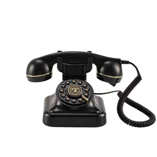 Retro Landline Telephone, Old Phone with Ringer Control & Redial, Black Phones, Classic Corded Desk Phone with Ringer & Redial, Vintage Style for Home & Office'