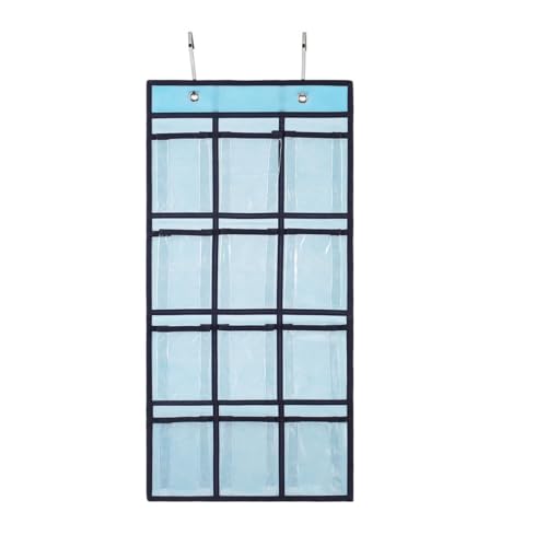 ANIZER Blue Classroom Pocket Chart with 12 Clear Pockets for Cell Phones & Organizer