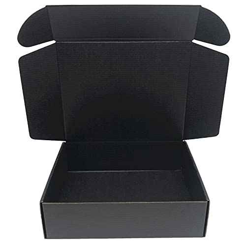 Black Cardboard Shipping Box 15.7x11.8x3 Inch Corrugated Packaging Storage Boxes 10 Pack (Inside Size: 15.2 x 11.6 x 3")