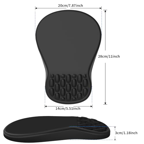 YIWEI Ergonomic Mouse Pad with Wrist Rest Support, Mousepad with Comfortable Memory Foam Wrist Rest and Non-Slip PU Base for Pain Relief, Computer, Laptop, Office, Home (Black)