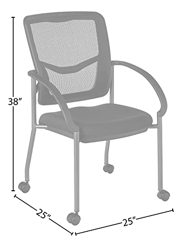 Office Star ProGrid Deluxe Visitor's Chair with Breathable Back, Padded Seat & Casters