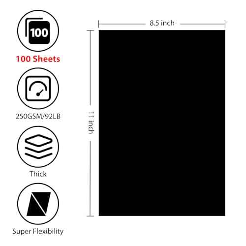 OcePor 100 Sheets Black Cardstock 8.5¡± x 11¡±, 92lb/250gsm Black Card Stock, Thick Card Stock Paper, Heavy Cardstock Paper for Printer, Resume, Scrapbooks, Art, Crafts, Business Cards