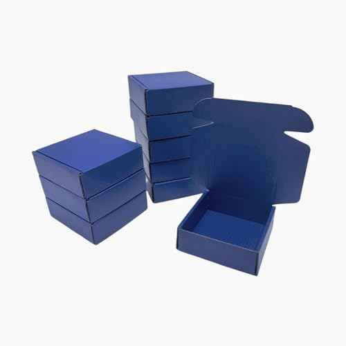 50 Pcs 5.5 x 5.1 x 2 inches Shipping Boxes for Small Business Cardboard Corrugated Mailer Boxes for Shipping Packaging Holidays Craft Gifts Giving Products (Industrial Blue, 5.5 x 5.1 x 2")