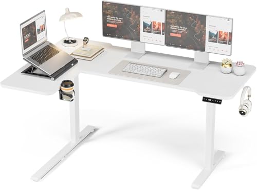 Acrolix Reversible L-Shaped Electric Standing Desk 59x40 Inch with Height Adjustment