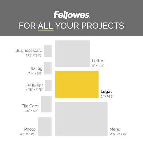 Fellowes, Hot Laminating Pouches, 3 Mil, Legal Size, 100 per Pack (52455)
