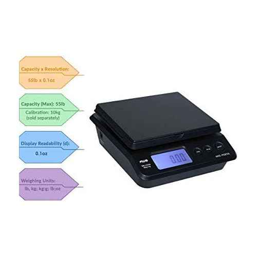 American Weigh Scales Digital Shipping Postal Scale, Package Postage ScaleBacklit LCD Screen55lbs. x 0.01lbs. (Black), PS-25