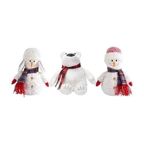 Elements Winter Door Stopper - Snowman & Polar Bear (Set of 3) Festive Holiday Decor - Decorative Door Stopper, Heavy Duty Polyester - Christmas & Seasonal Decorations, Durable Indoor Door Wedge