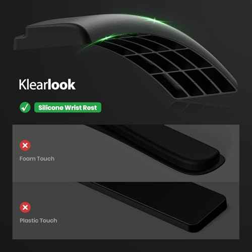 Compact Keyboard Stand w/Silicone Wrist Rest & 3-Level Height Adjustment, Klearlook Acrylic 16.85 x 5.5 inches Space-Saving Computer Keyboard Riser w/Storage Slot for Comfortable Typing - Black