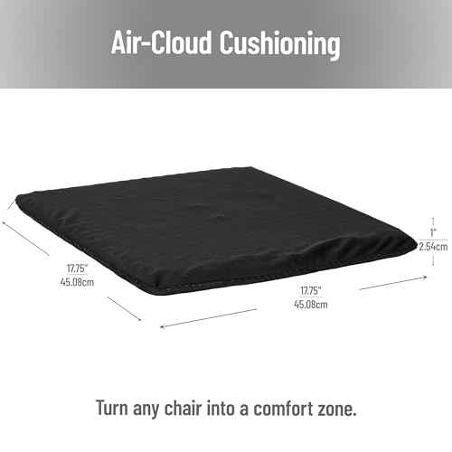 Mind Reader Seat Cushion with Gel Core, Ergonomic Pressure Relief for Tailbone, Hip, Coccyx & Sciatica Pain, Office, Car, Wheelchair, Black