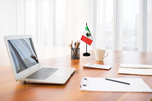 Tibijoy 12 Pack Mini Mexico Flag Set - Desktop Decorative Flags with 13" Pole