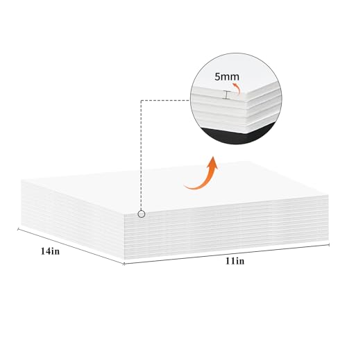 Zzrywuty 10 Pack Foam Boards 11" x 14", 5mm Thickness Styrofoam Core for Crafts, White Poster Vision Presentation Mat Board