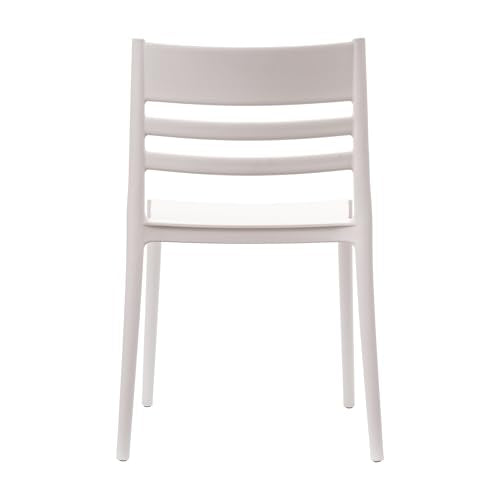 Flash Furniture Bridgeport Patio Chair with Slatted Back and Contoured Seat, Commercial All-Weather Stacking Resin Chair, UV Resistant, Indoor-Outdoor, White