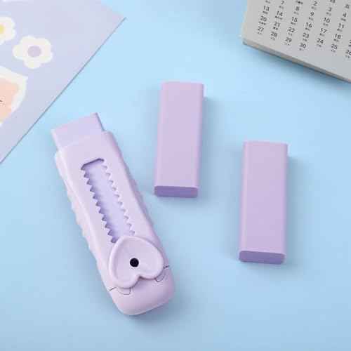 3PCS Push-Pull Eraser Clean No Crumbs Retractable Erasers Purple
