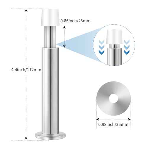 KOLAKO Door Stops, 20 Pack Spring Door Stop, 4.4 Inch Door Stoppers for Wall, Long Doorstop with Rubber Bumper, Baseboard Door Stopper for Bottom or Top, Silver