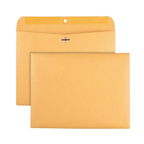 9 x 12 Inch Clasp Envelopes Brown Kraft Heavyweight 28 lb - 100 Pack