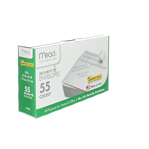 Mead #6-3/4 Press-It Seal-It Security Envelopes 3.625 x 6.5 in. 55 Pack