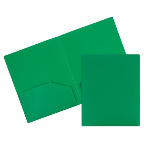 JAM Paper Heavy Duty Plastic 2-Pocket School Folders Assorted Primary Colors - 6 Pack