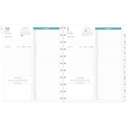 2025-2026 Planner Refills, 11-Disc Discbound One Page Per Day, Daily £¦ Monthly Planner Refill from July 2025 - June 2026, Letter Size, 8.5" x 11"