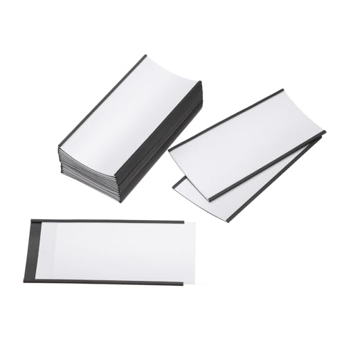 MECCANIXITY Label Holders 3" x 6" C Channel Rubber Magnetic for Metal Shelves Organize, Office File Cabinets Pack of 20