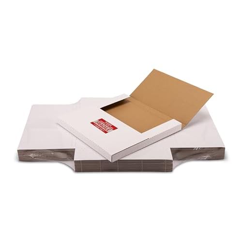 LP Mailers, 12.8"L x 12.8"W x 1"D Corrugated Vinyl Records Shipping Boxes for Mailing Packaging Moving Storage, with Fragile Stickers, White, 25 Pack