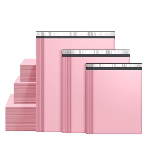 Pink Poly Mailers Set 3 Sizes (10x13, 12x15.5, 14.5x19) 60 Pack by Famagic