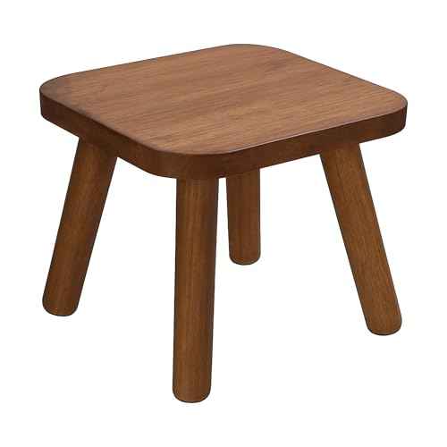 STORE INDYA Wooden Step Stool for Adults Non Slip Small Wooden Square Portable Foot Stool Sitting Stool with Detachable Legs for Kitchen Bathroom Living Room, Plant Stand (9 Inches)