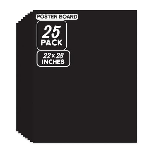 ArtSkills Large Black Poster Board, 22¡± x 28¡±, Bulk Poster Boards for Classrooms, Sign Making & Science Fair Board Supplies, 25-Pack