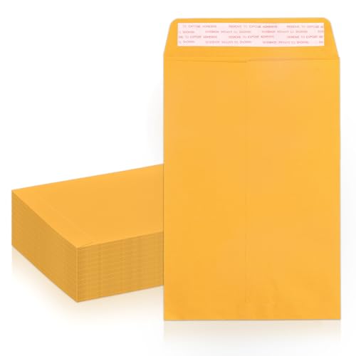 Goefun Yellow 6x9 Manilla Envelopes, 50 Pack - Self Seal Mailing & Office Envelopes
