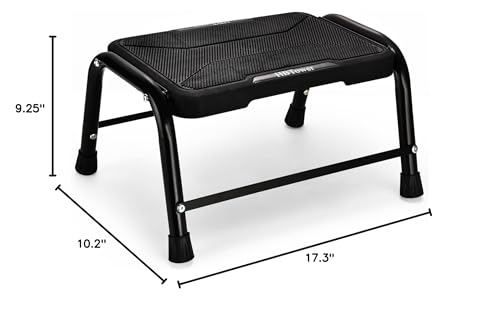 HBTower Step Stools for Adults with Non-Slip Rubber Feet, Holds Up to 300 lbs, Lightweight Stepping Stools for Bedroom Kitchen Bathroom, Bed Steps for High Beds, Black