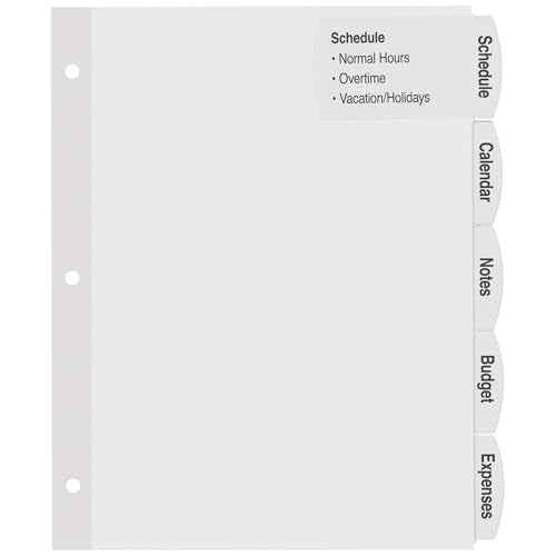 Avery Big Tab Printable Large White Label Dividers, 5-Tab with Easy Peel Labels, Dividers for 3 Ring Binders, 20 Sets (14440)