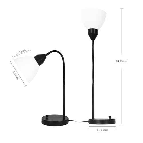 Desk Lamps, Table Lamps for Bedrooms with 2 USB Port, Stepless Dimmable Bedside Lamps, Adjustable Gooseneck Lamp for Living Room, Small Lamps for Office Reading, Nightstand Lamps with 5W LED Bulb