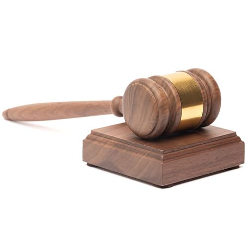 Personalized Walnut Gavel with Square Sound Block - Custom Engraved Justice Award