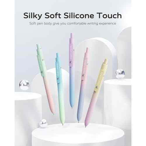 Four Candies Gel Pens, 5 Pcs 0.7mm Quick Dry Black Ink Pen Fine Point Smooth Writing Unique Pen, Office Home School Supplies Essentials Fun Pretty Cute Pens Gifts for Girl Women(Gradient)