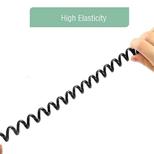 Telephone Phone Handset Cable Cord,Coiled Wire 20 Pack 8Ft Uncoiled / 1.4Ft Coiled Landline Phone Handset Cable RJ9 4P4C Telephone Accessory Black-20pack