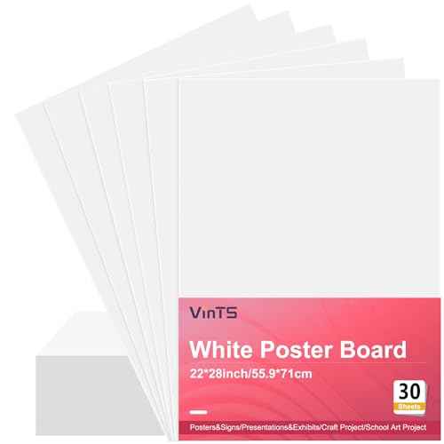 30Pcs VinTS 22x28 White Poster Board, 2 Side Glossy & Matte Thickness Poster Board Bulk for Vision, Science Fair, School Arts (Pack of 30)