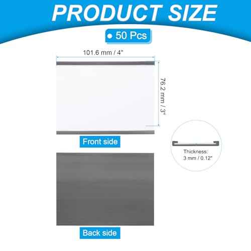 PATIKIL Magnetic Label Holder 4" x 3" with Paper Inserts, 50 Pcs C Channel Magnetic File Cabinet Labels Shelf Data Card Holder Signs for Metal Racks Shelves Whiteboard Tool Box