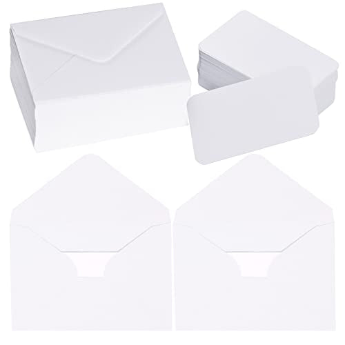 White Gift Card Envelopes 2.7 x 4 Inch - 100 Sets with Blank Cards, Jiebor