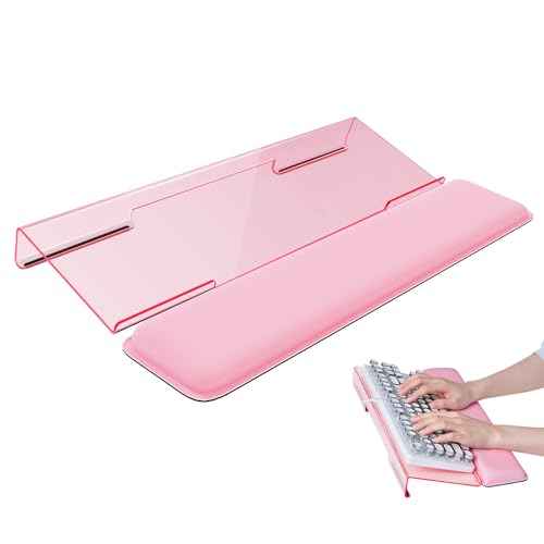 Computer Keyboard Wrist Rest Stand for Desktop, Keyboard Holder for Easy Typing with Wrist Pad for Office Desk, Home, School (Pink)