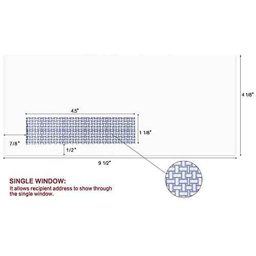 1000 Pack #10 Single Left Window SELF Seal Security Envelopes, Designed for QuickBooks Invoices & Business Statements, Computer Printed Checks Peel and Seal Flap, Size 4-1/8 x 9-1/2 Inches, 24 LB