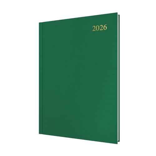 Collins - Essential - 2026 12 Month Calendar Year Planner, Day-To-Page Diary, A4 Hard Cover - Green (ESSA41.52-26)